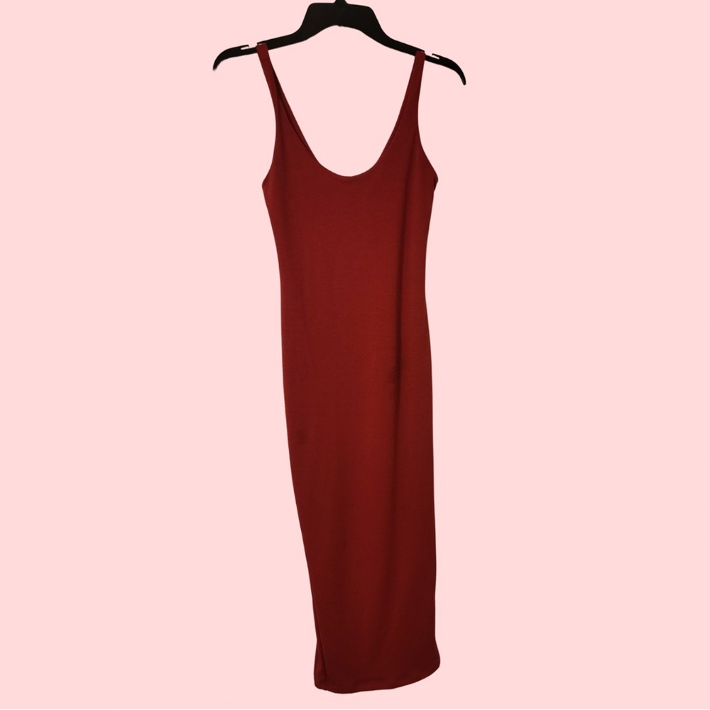 Naked Wardrobe Red Midi Slip Dress